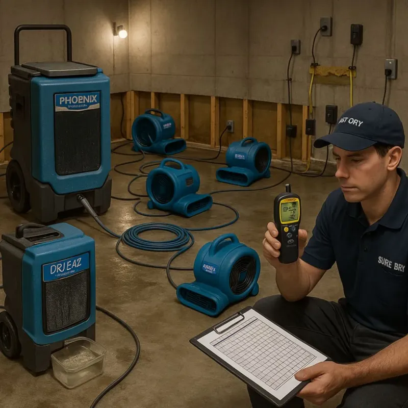 Structural Drying and Dehumidification process in Highland, AR